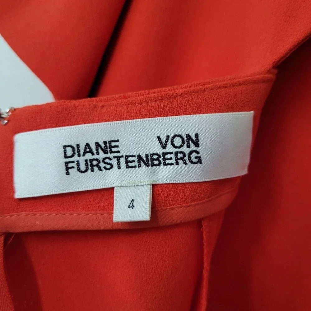 Diane Von Furstenberg Rose Scorn Dress Womens 4 Spicy Orange Cut Out Bow Back - Picture 5 of 16